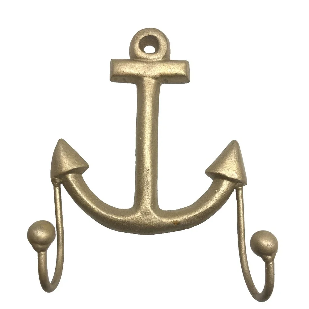 Vtg Nautical Metal Anchor Double Hook Coat Hat Hanger Wall Mount Rustic ‎ 8x6
